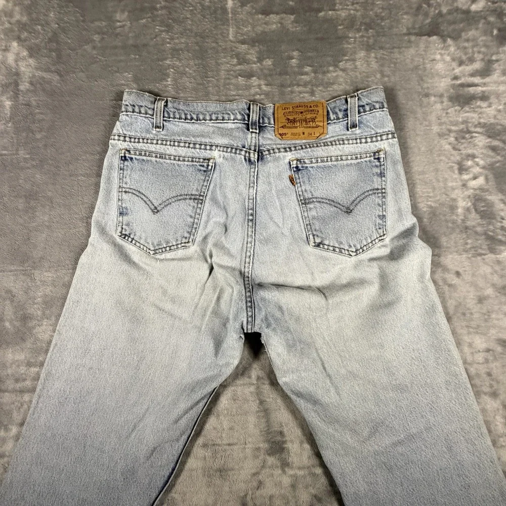 Vtg Levi's 505 Orange Tab Jeans Men's 34x32 Fit 34x31 Light Wash Distressed 90's